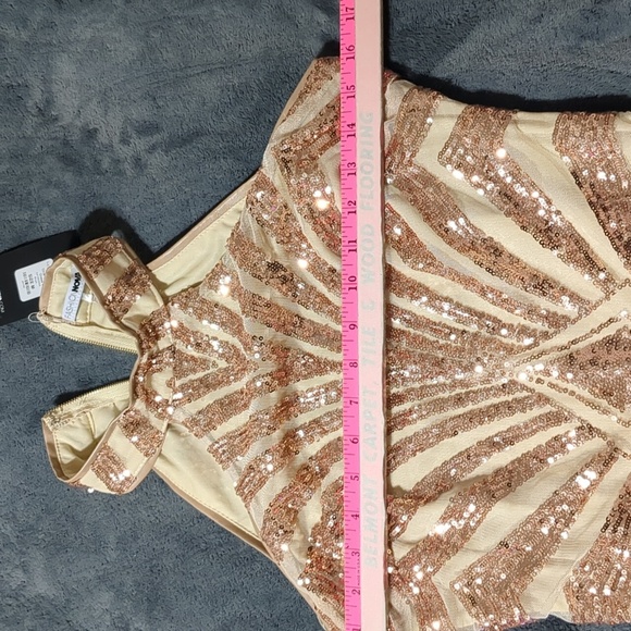 Fashion NOVA rose gold glittery Diva Vibes mini dress size Medium - Picture 12 of 12